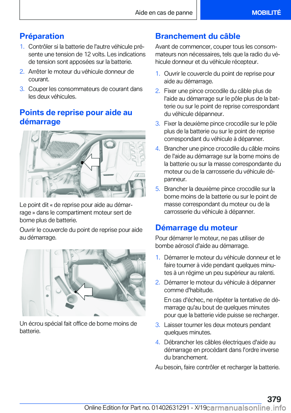 BMW M8 2020  Notices Demploi (in French) �P�r�é�p�a�r�a�t�i�o�n�1�.�C�o�n�t�r�