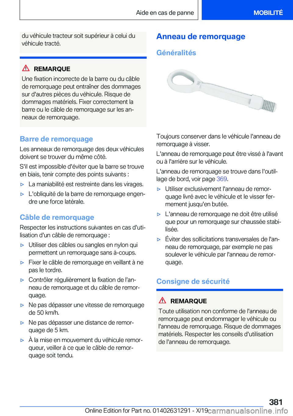 BMW M8 2020  Notices Demploi (in French) �d�u��v�é�h�i�c�u�l�e��t�r�a�c�t�e�u�r��s�o�i�t��s�u�p�é�r�i�e�u�r��