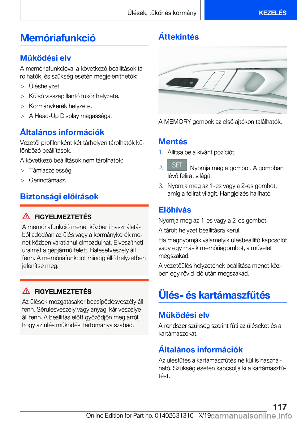 BMW M8 2020  Kezelési útmutató (in Hungarian) �M�e�m�
