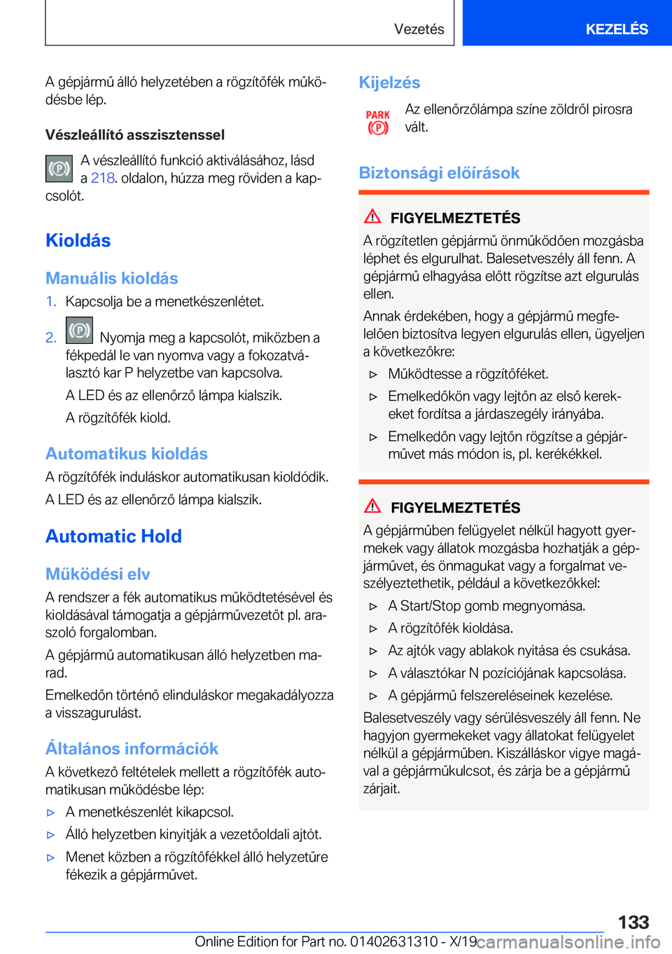 BMW M8 2020  Kezelési útmutató (in Hungarian) �A��g�
