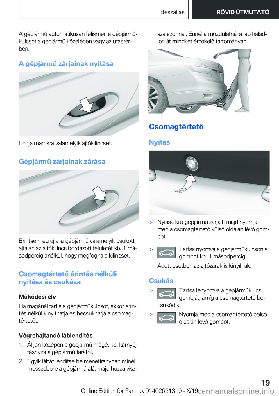 BMW M8 2020  Kezelési útmutató (in Hungarian) �A��g�