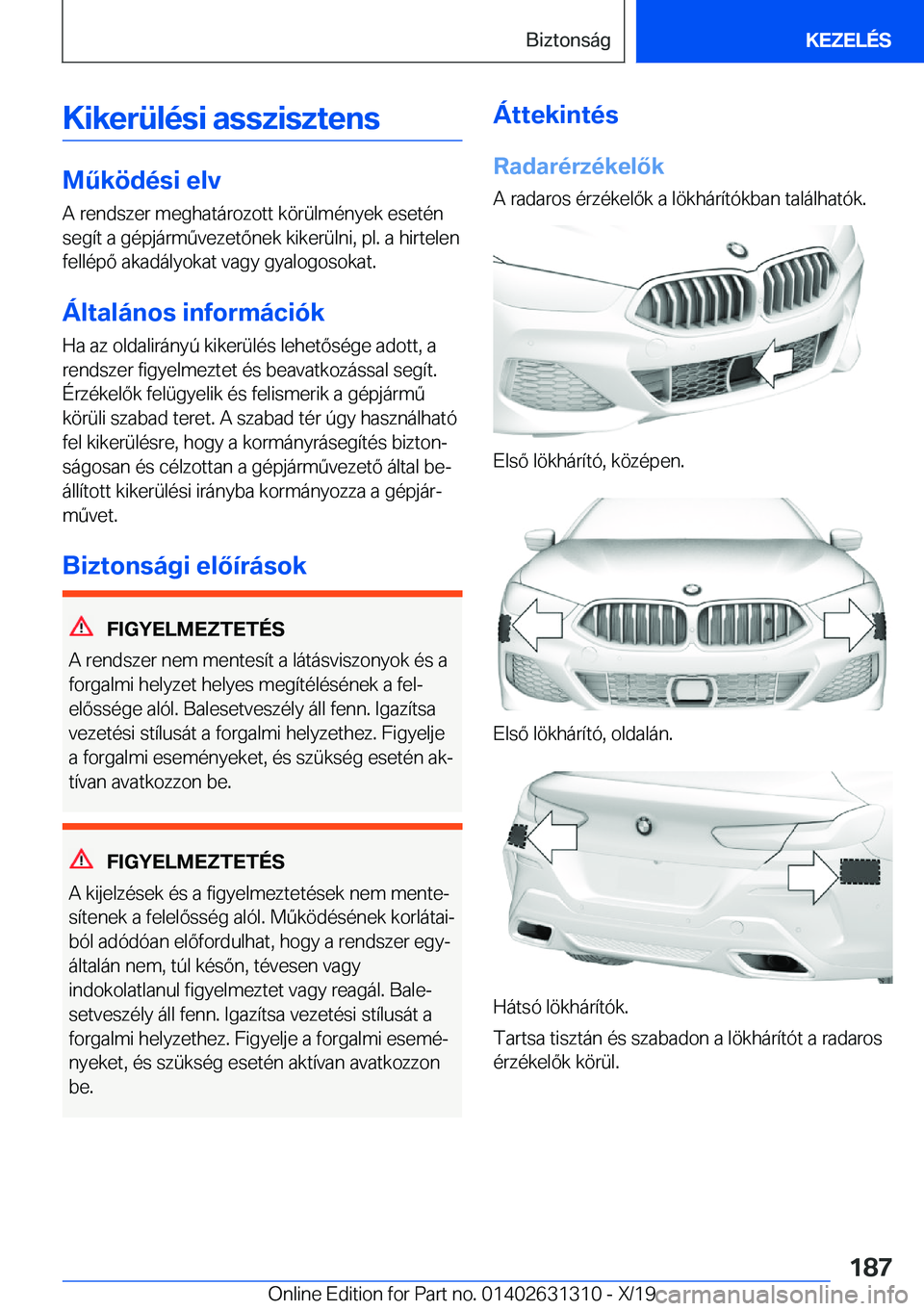 BMW M8 2020  Kezelési útmutató (in Hungarian) �K�i�k�e�r�