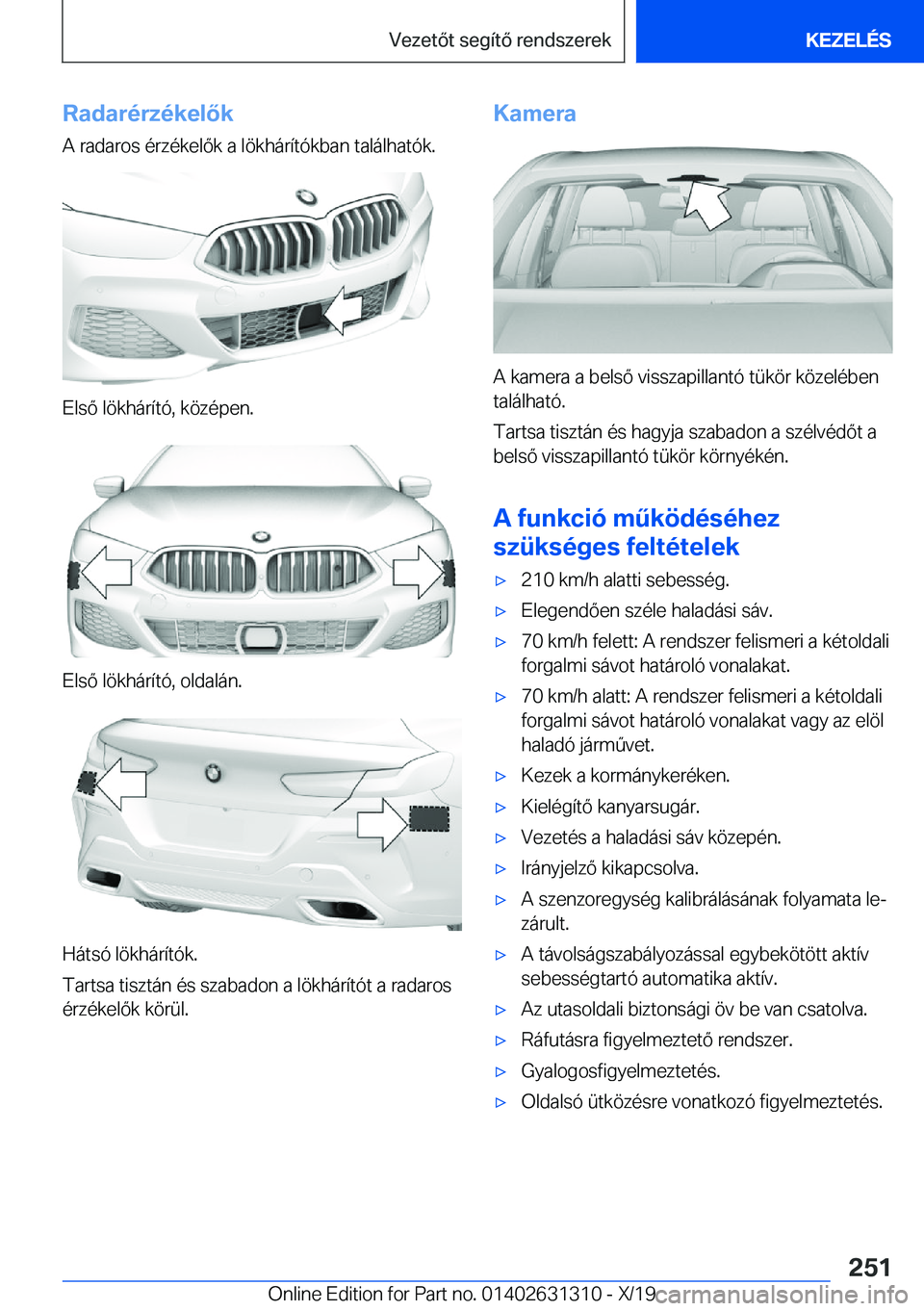 BMW M8 2020  Kezelési útmutató (in Hungarian) �R�a�d�a�r�