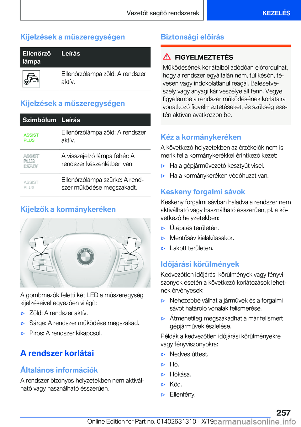 BMW M8 2020  Kezelési útmutató (in Hungarian) �K�i�j�e�l�z�