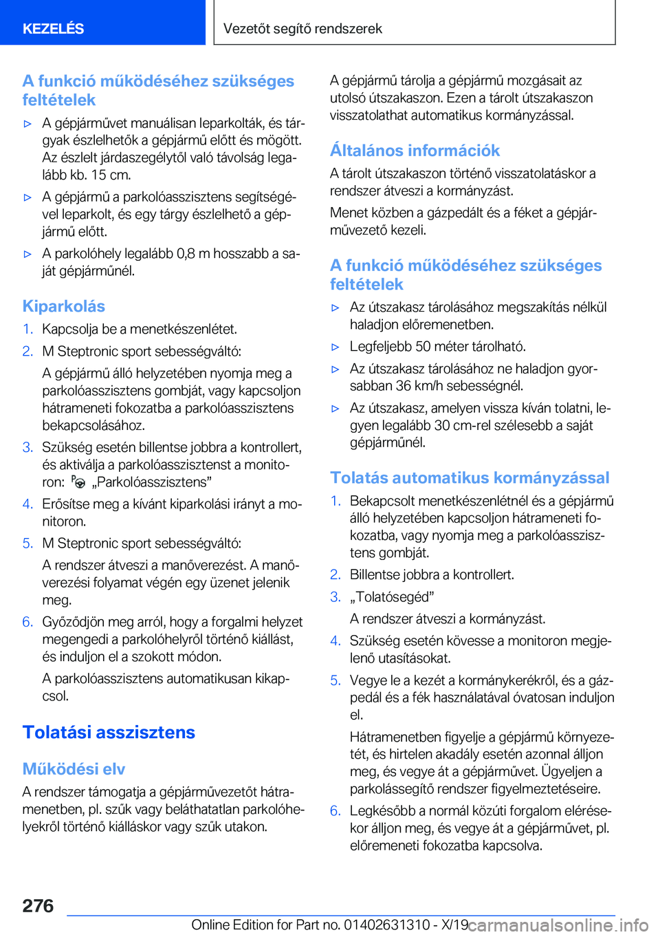 BMW M8 2020  Kezelési útmutató (in Hungarian) �A��f�u�n�k�c�i�
