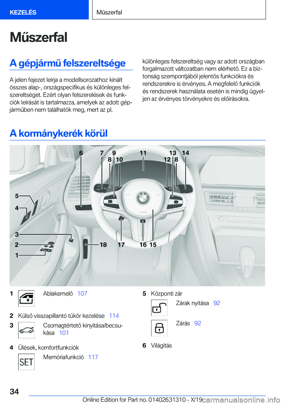 BMW M8 2020  Kezelési útmutató (in Hungarian) �M2�s�z�e�r�f�a�l�A��g�