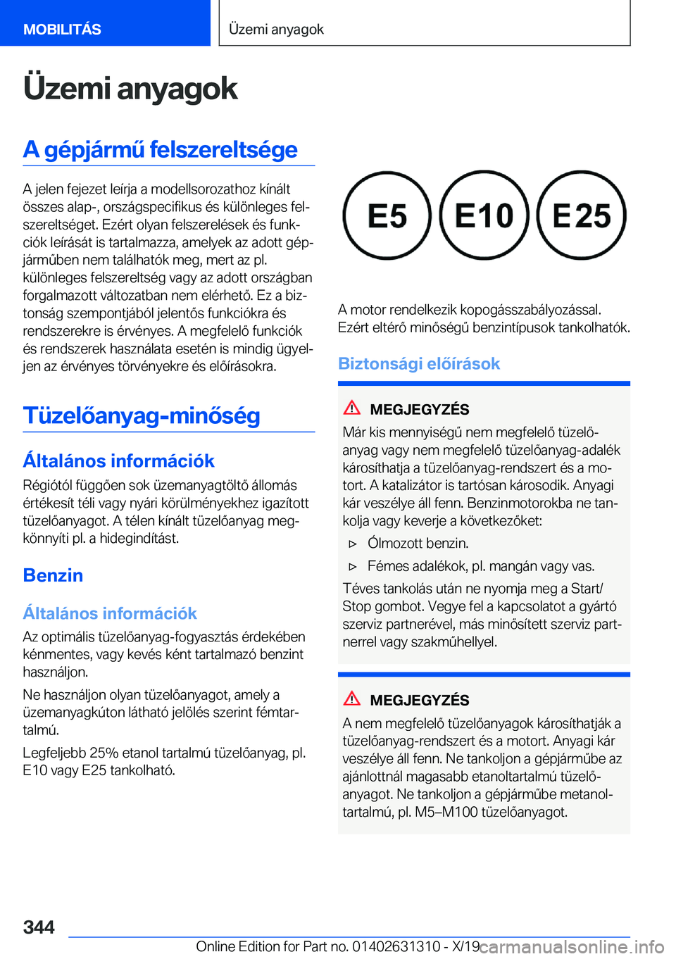 BMW M8 2020  Kezelési útmutató (in Hungarian) �