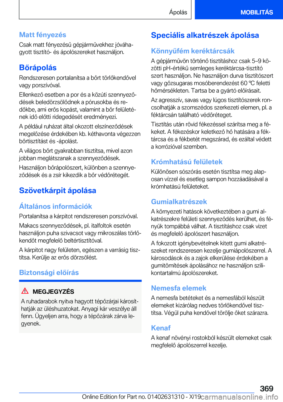 BMW M8 2020  Kezelési útmutató (in Hungarian) �M�a�t�t��f�