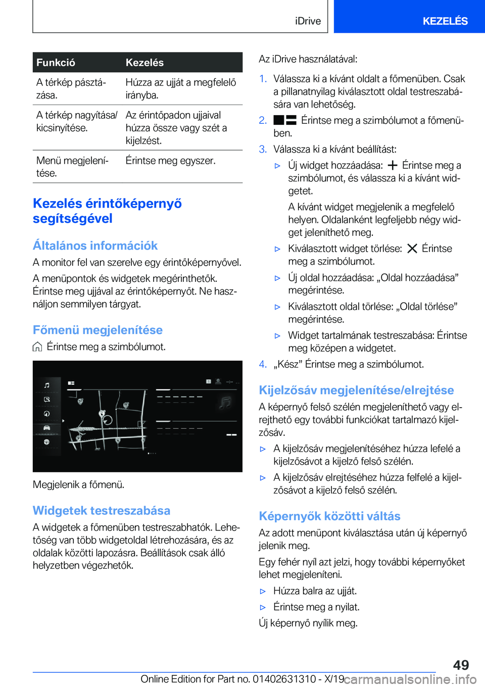 BMW M8 2020  Kezelési útmutató (in Hungarian) �F�u�n�k�c�i�