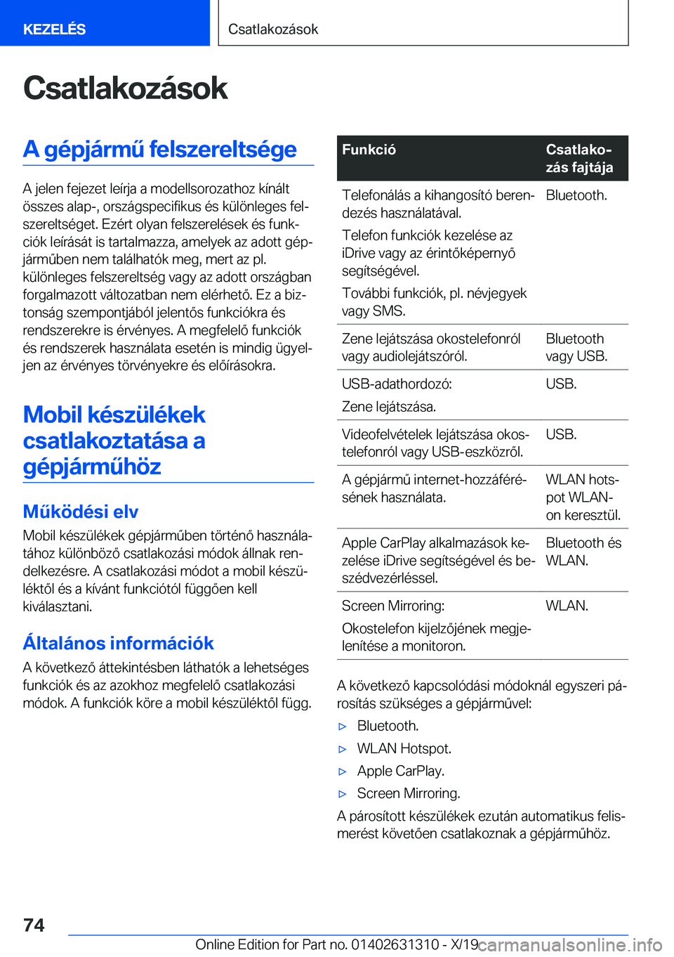 BMW M8 2020  Kezelési útmutató (in Hungarian) �C�s�a�t�l�a�k�o�z�