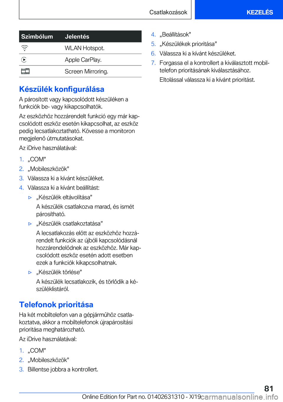 BMW M8 2020  Kezelési útmutató (in Hungarian) �S�z�i�m�b�