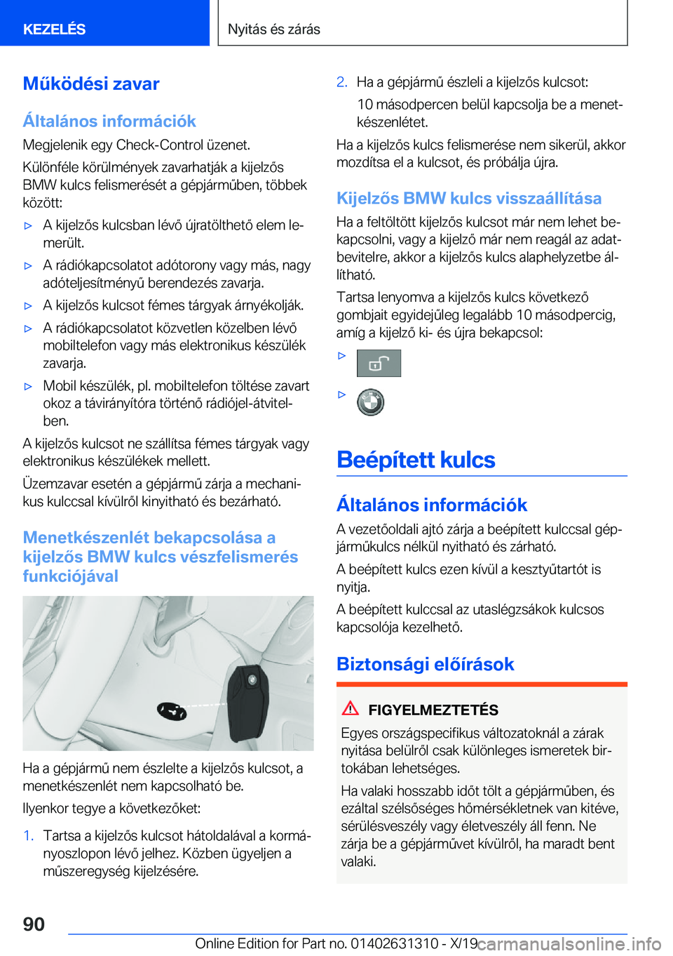 BMW M8 2020  Kezelési útmutató (in Hungarian) �M2�k�