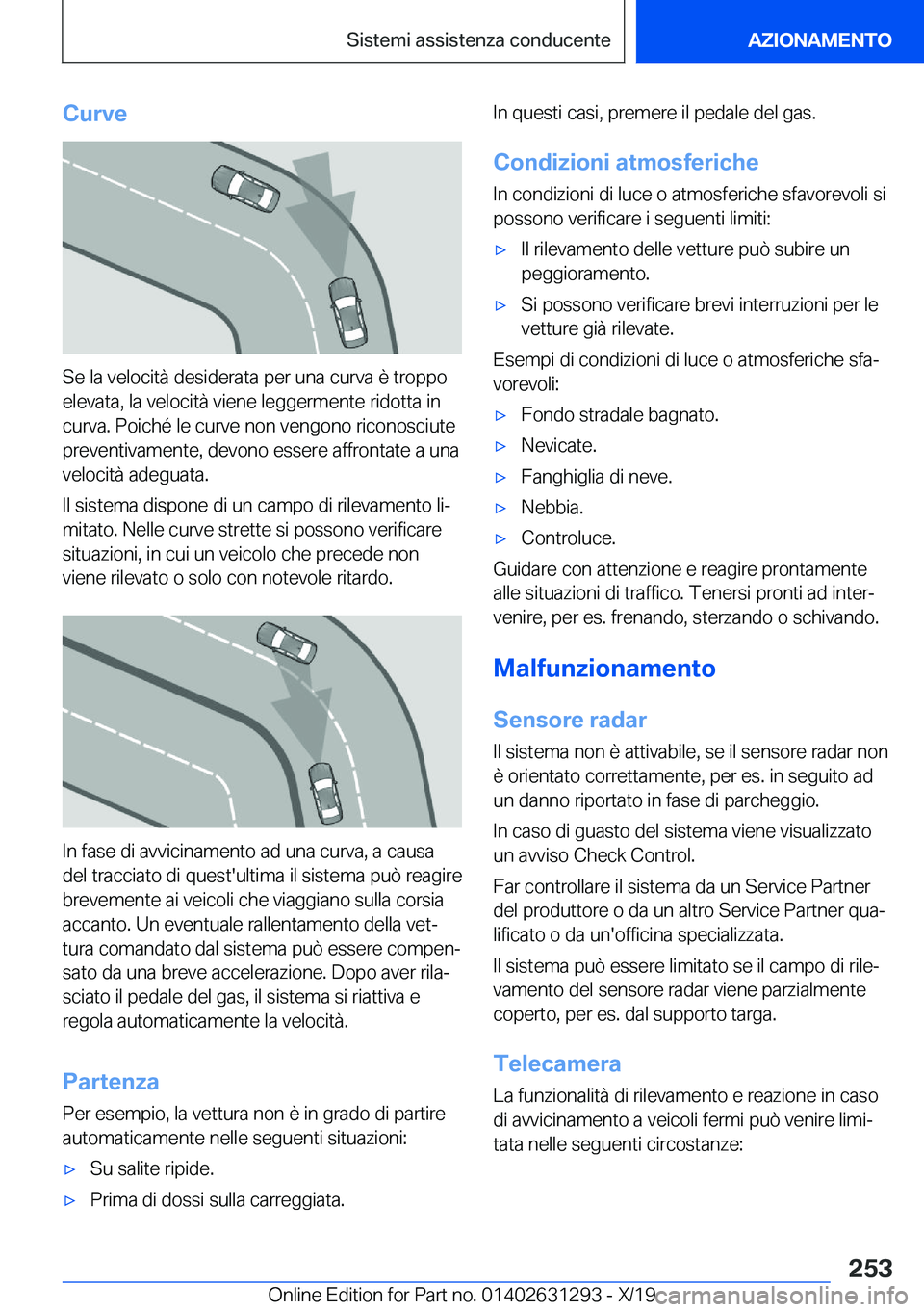 BMW M8 2020  Libretti Di Uso E manutenzione (in Italian) �C�u�r�v�e
�S�e��l�a��v�e�l�o�c�i�t�