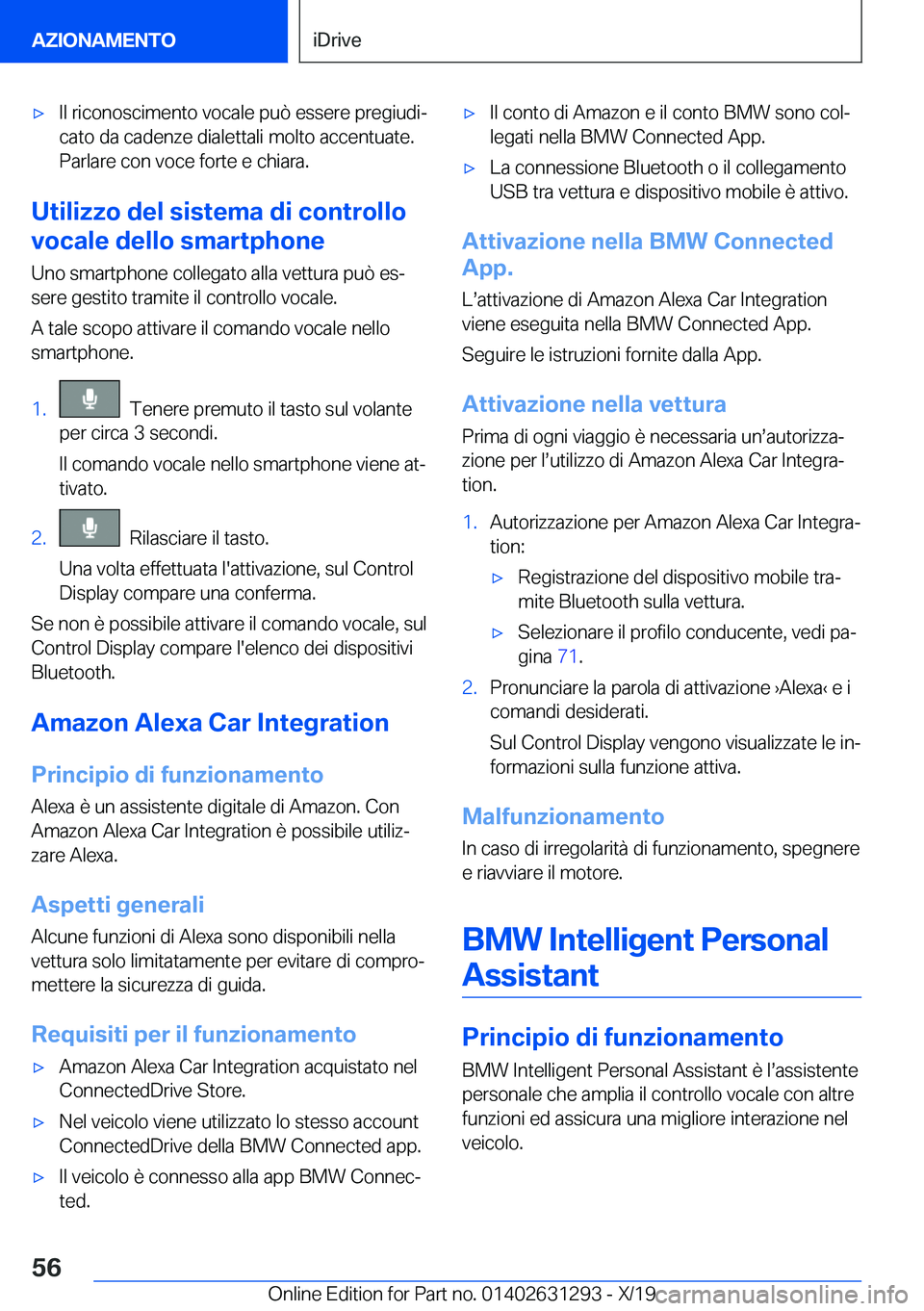 BMW M8 2020  Libretti Di Uso E manutenzione (in Italian) 'x�I�l��r�i�c�o�n�o�s�c�i�m�e�n�t�o��v�o�c�a�l�e��p�u�