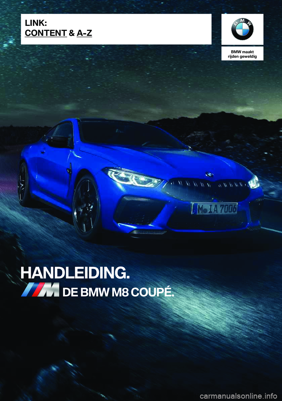 BMW M8 2020  Instructieboekjes (in Dutch) �B�M�W��m�a�a�k�t
�r�i�j�d�e�n��g�e�w�e�l�d�i�g
�H�A�N�D�L�E�I�D�I�N�G�.�D�E��B�M�W��M�8��C�O�U�P�