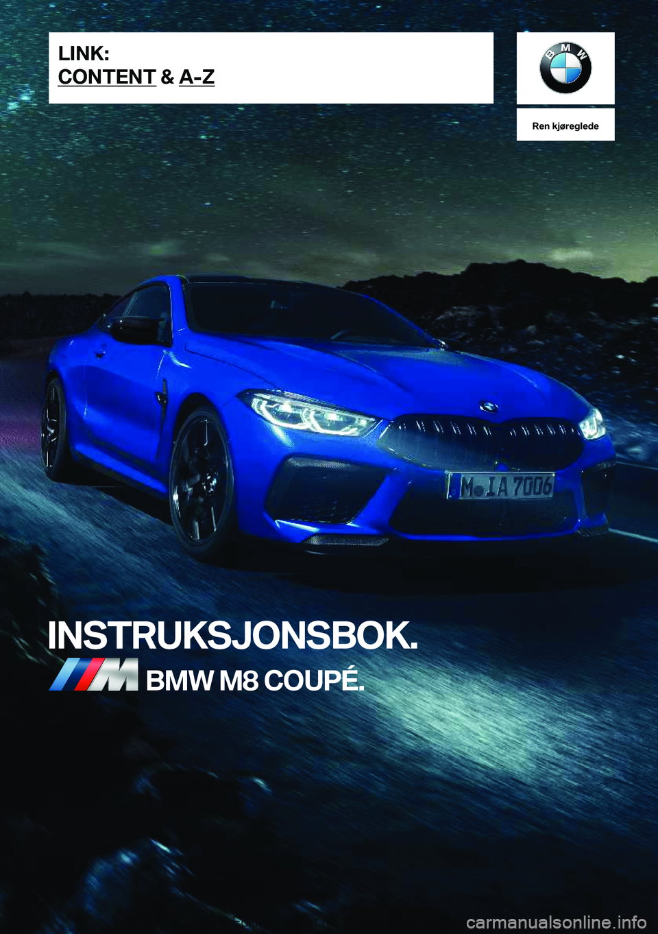 BMW M8 2020  InstruksjonsbØker (in Norwegian) �R�e�n��k�j�