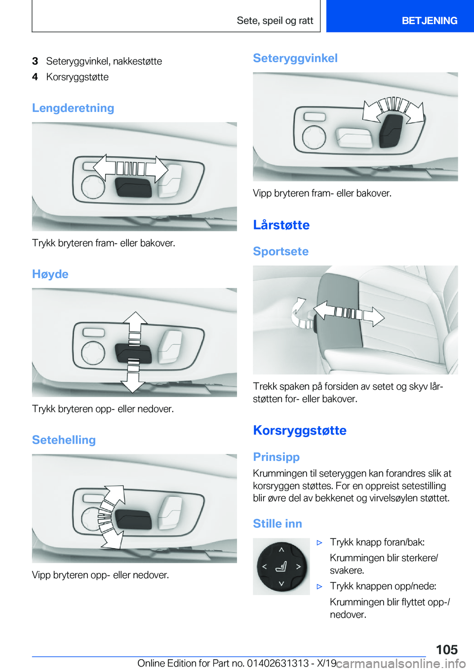 BMW M8 2020  InstruksjonsbØker (in Norwegian) �3�S�e�t�e�r�y�g�g�v�i�n�k�e�l�,��n�a�k�k�e�s�t�