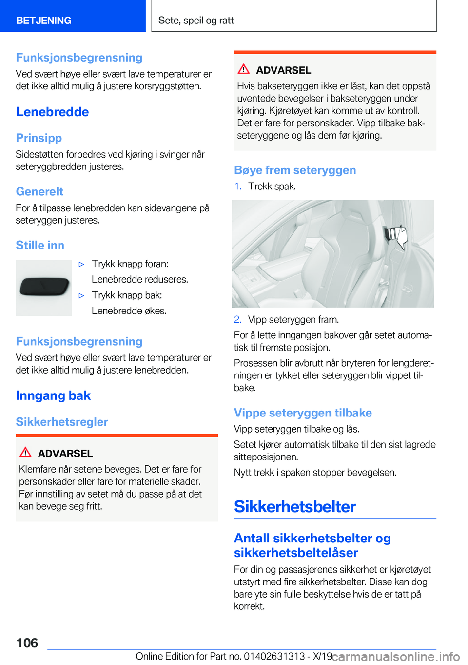 BMW M8 2020  InstruksjonsbØker (in Norwegian) �F�u�n�k�s�j�o�n�s�b�e�g�r�e�n�s�n�i�n�g
�V�e�d��s�v�æ�r�t��h�