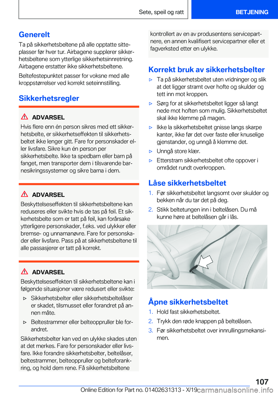 BMW M8 2020  InstruksjonsbØker (in Norwegian) �G�e�n�e�r�e�l�t�T�a��p�å��s�i�k�k�e�r�h�e�t�s�b�e�l�t�e�n�e��p�å��a�l�l�e��o�p�p�t�a�t�t�e��s�i�t�t�ej
�p�l�a�s�s�e�r��f�