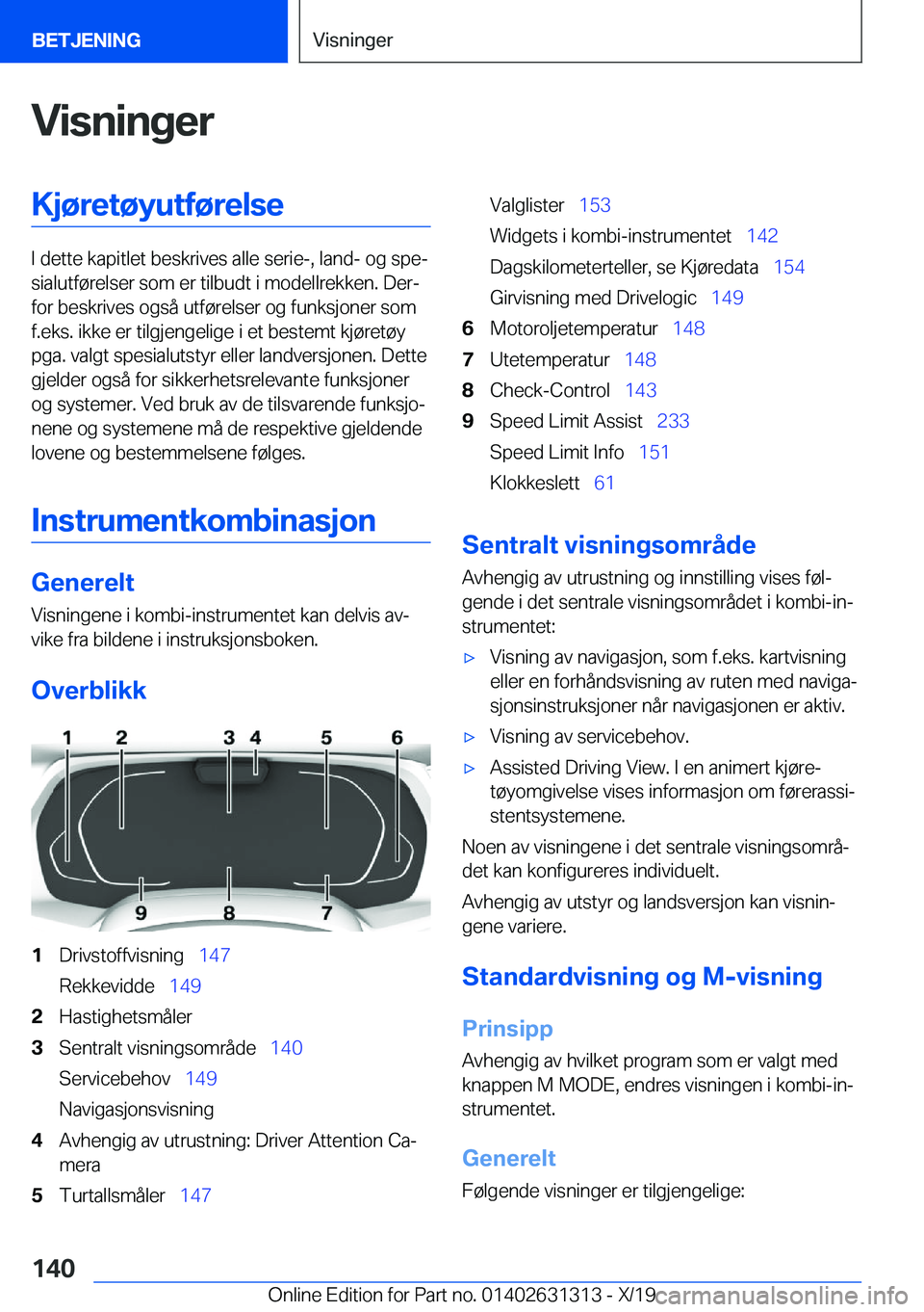 BMW M8 2020  InstruksjonsbØker (in Norwegian) �V�i�s�n�i�n�g�e�r�K�j�