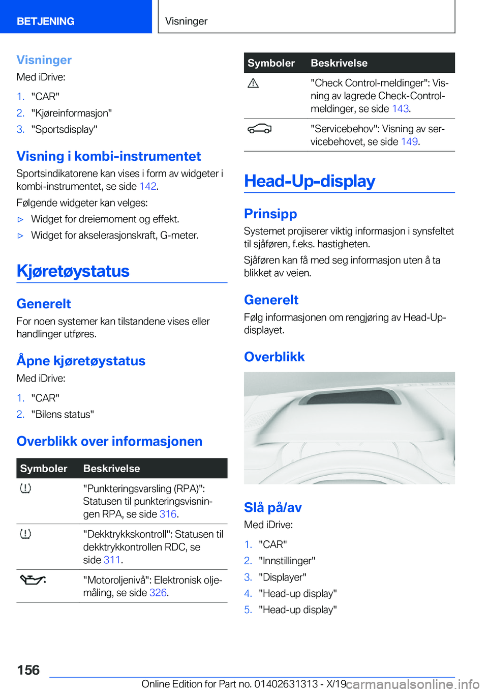 BMW M8 2020  InstruksjonsbØker (in Norwegian) �V�i�s�n�i�n�g�e�r
�M�e�d��i�D�r�i�v�e�:�1�.��C�A�R��2�.��K�j�