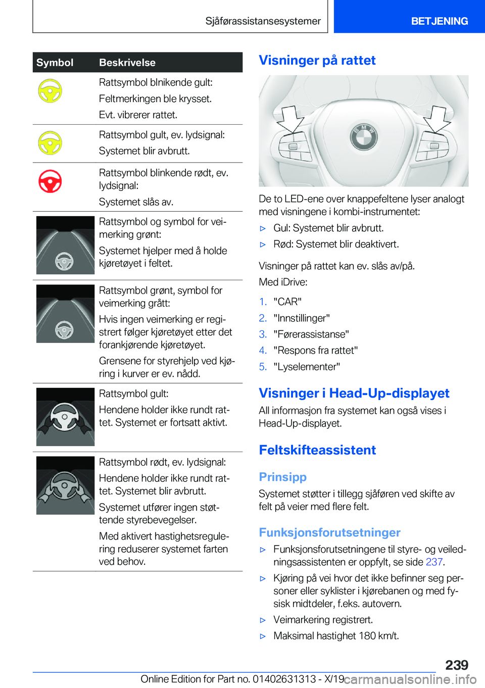 BMW M8 2020  InstruksjonsbØker (in Norwegian) �S�y�m�b�o�l�B�e�s�k�r�i�v�e�l�s�e�R�a�t�t�s�y�m�b�o�l��b�l�n�i�k�e�n�d�e��g�u�l�t�:
�F�e�l�t�m�e�r�k�i�n�g�e�n��b�l�e��k�r�y�s�s�e�t�.
�E�v�t�.��v�i�b�r�e�r�e�r��r�a�t�t�e�t�.�R�a�t�t�s�y�m�b�o