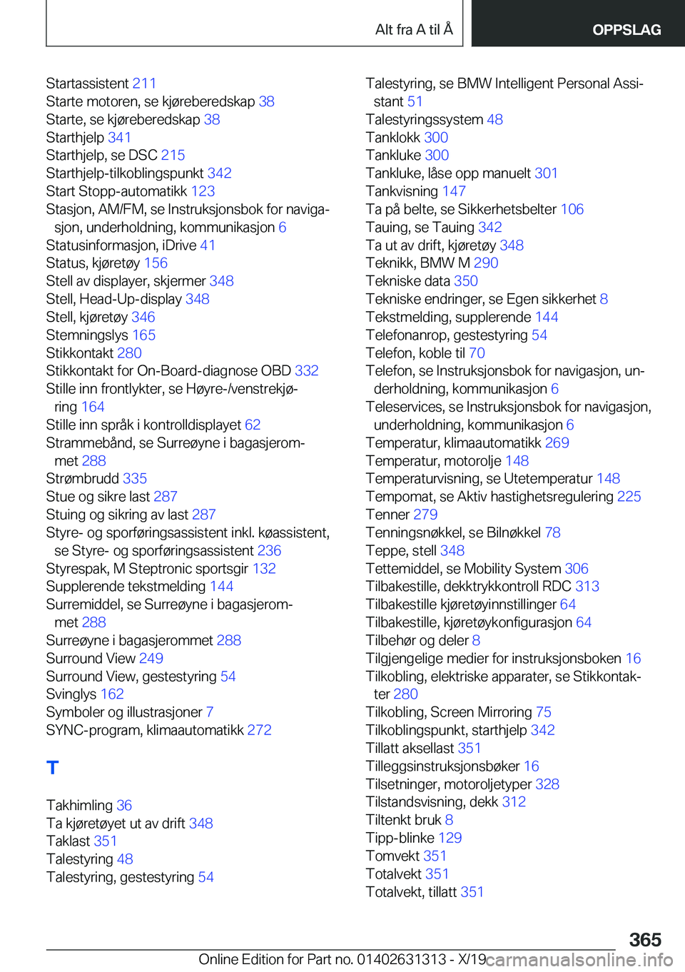BMW M8 2020  InstruksjonsbØker (in Norwegian) �S�t�a�r�t�a�s�s�i�s�t�e�n�t��2�1�1�
�S�t�a�r�t�e��m�o�t�o�r�e�n�,��s�e��k�j�