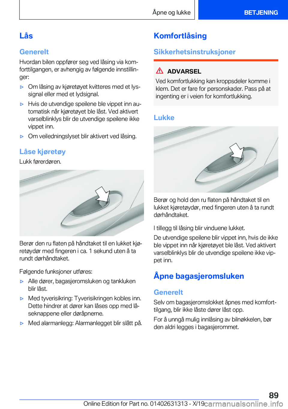 BMW M8 2020  InstruksjonsbØker (in Norwegian) �L�å�s
�G�e�n�e�r�e�l�t
�H�v�o�r�d�a�n��b�i�l�e�n��o�p�p�f�