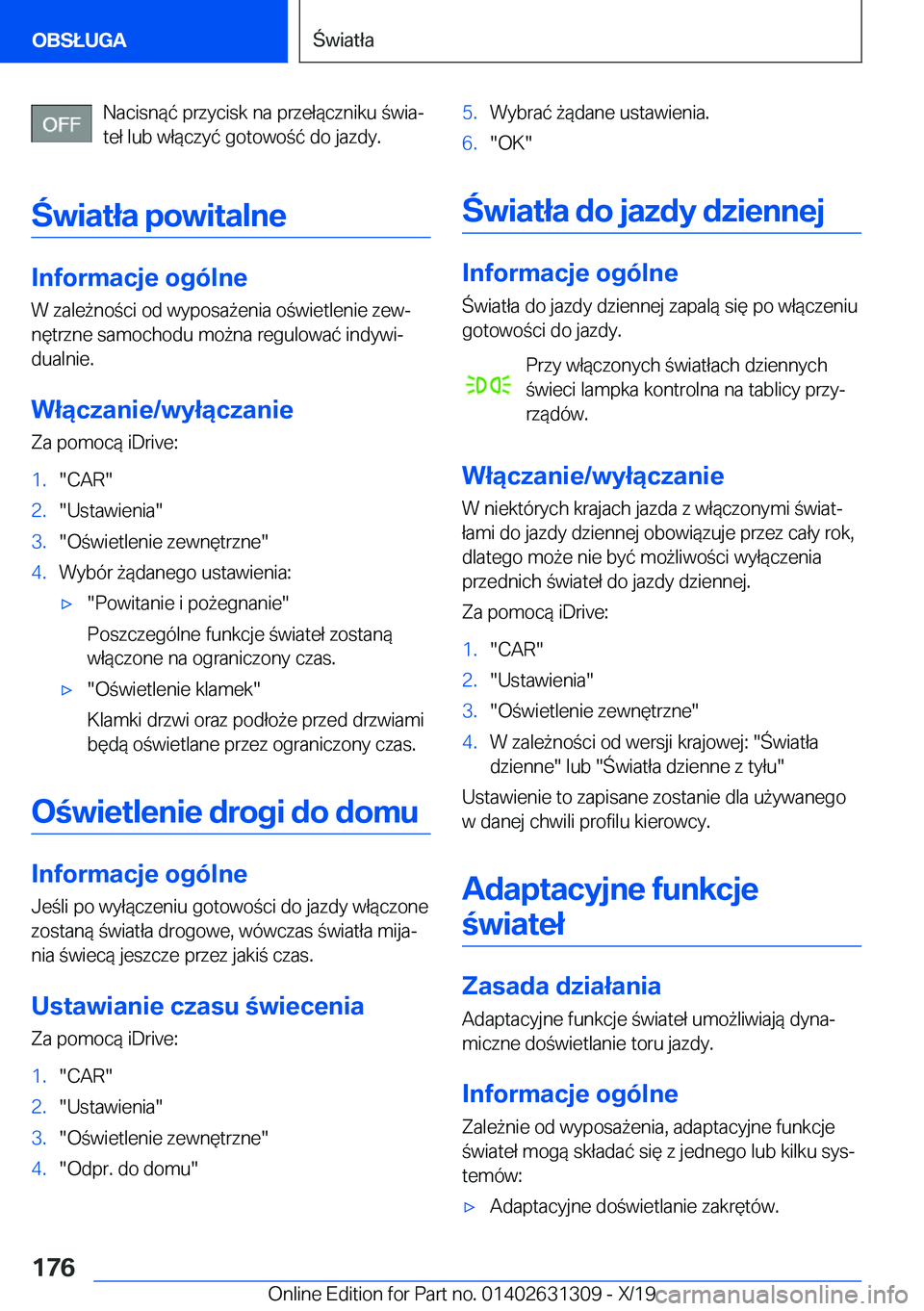 BMW M8 2020  Instrukcja obsługi (in Polish) �N�a�c�i�s�n�