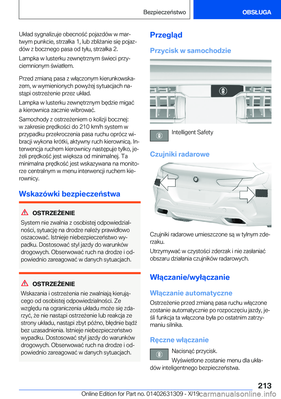 BMW M8 2020  Instrukcja obsługi (in Polish) �U�k�ł�a�d��s�y�g�n�a�l�i�z�u�j�e��o�b�e�c�n�o�