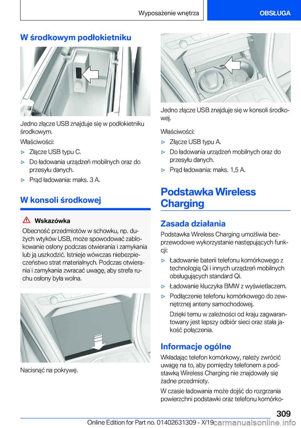 BMW M8 2020  Instrukcja obsługi (in Polish) �W��r�o�d�k�o�w�y�m��p�o�d�ł�o�k�i�e�t�n�i�k�u
�J�e�d�n�o��z�ł�