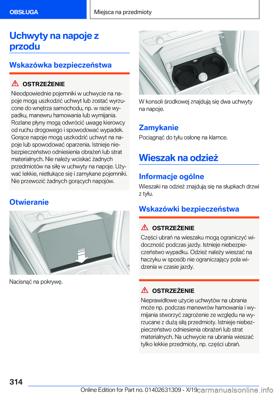 BMW M8 2020  Instrukcja obsługi (in Polish) �U�c�h�w�y�t�y��n�a��n�a�p�o�j�e��z�p�r�z�o�d�u
�W�s�k�a�z�