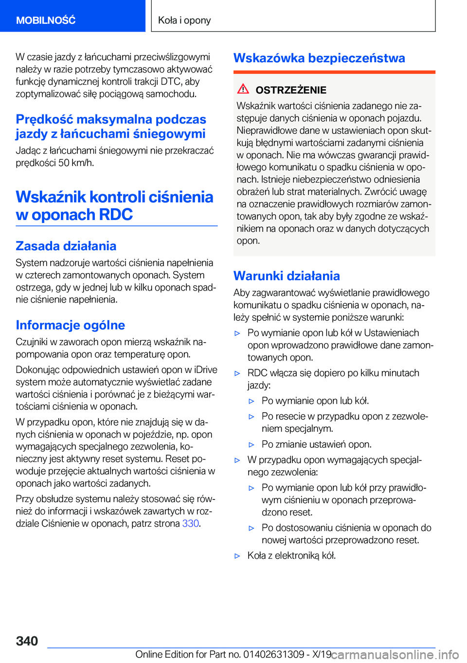 BMW M8 2020  Instrukcja obsługi (in Polish) �W��c�z�a�s�i�e��j�a�z�d�y��z��ł�a�ń�c�u�c�h�a�m�i��p�r�z�e�c�i�w�l�i�z�g�o�w�y�m�i
�n�a�l�e9�y��w��r�a�z�i�e��p�o�t�r�z�e�b�y��t�y�m�c�z�a�s�o�w�o��a�k�t�y�w�o�w�a�