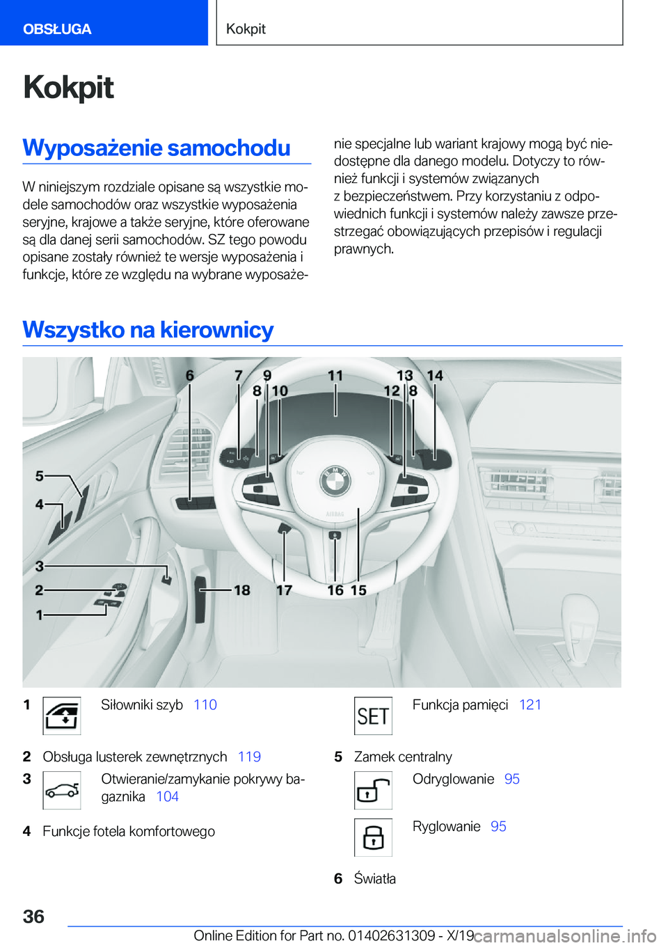 BMW M8 2020  Instrukcja obsługi (in Polish) �K�o�k�p�i�t�W�y�p�o�s�a9�e�n�i�e��s�a�m�o�c�h�o�d�u
�W��n�i�n�i�e�j�s�z�y�m��r�o�z�d�z�i�a�l�e��o�p�i�s�a�n�e��s�