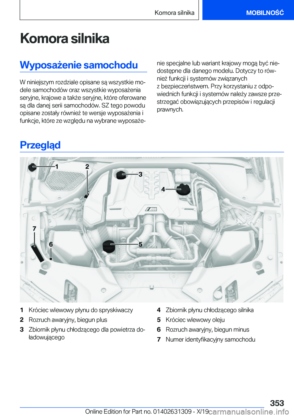 BMW M8 2020  Instrukcja obsługi (in Polish) �K�o�m�o�r�a��s�i�l�n�i�k�a�W�y�p�o�s�a9�e�n�i�e��s�a�m�o�c�h�o�d�u
�W��n�i�n�i�e�j�s�z�y�m��r�o�z�d�z�i�a�l�e��o�p�i�s�a�n�e��s�