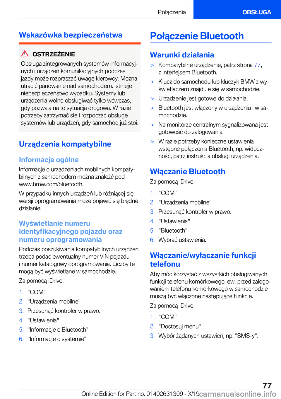 BMW M8 2020  Instrukcja obsługi (in Polish) �W�s�k�a�z�