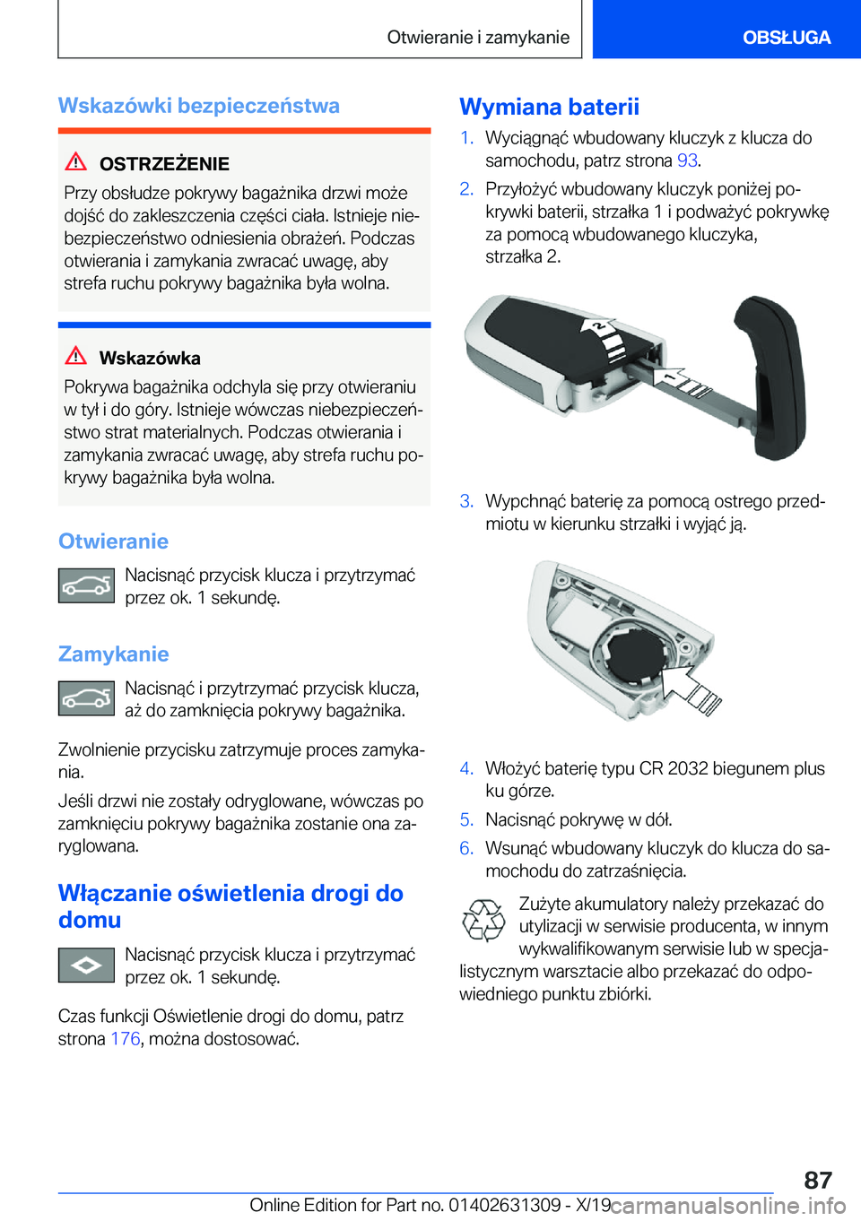 BMW M8 2020  Instrukcja obsługi (in Polish) �W�s�k�a�z�
