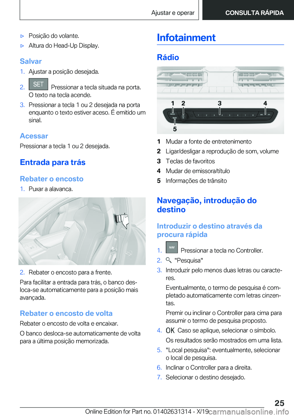BMW M8 2020  Manual do condutor (in Portuguese) 'x�P�o�s�i�