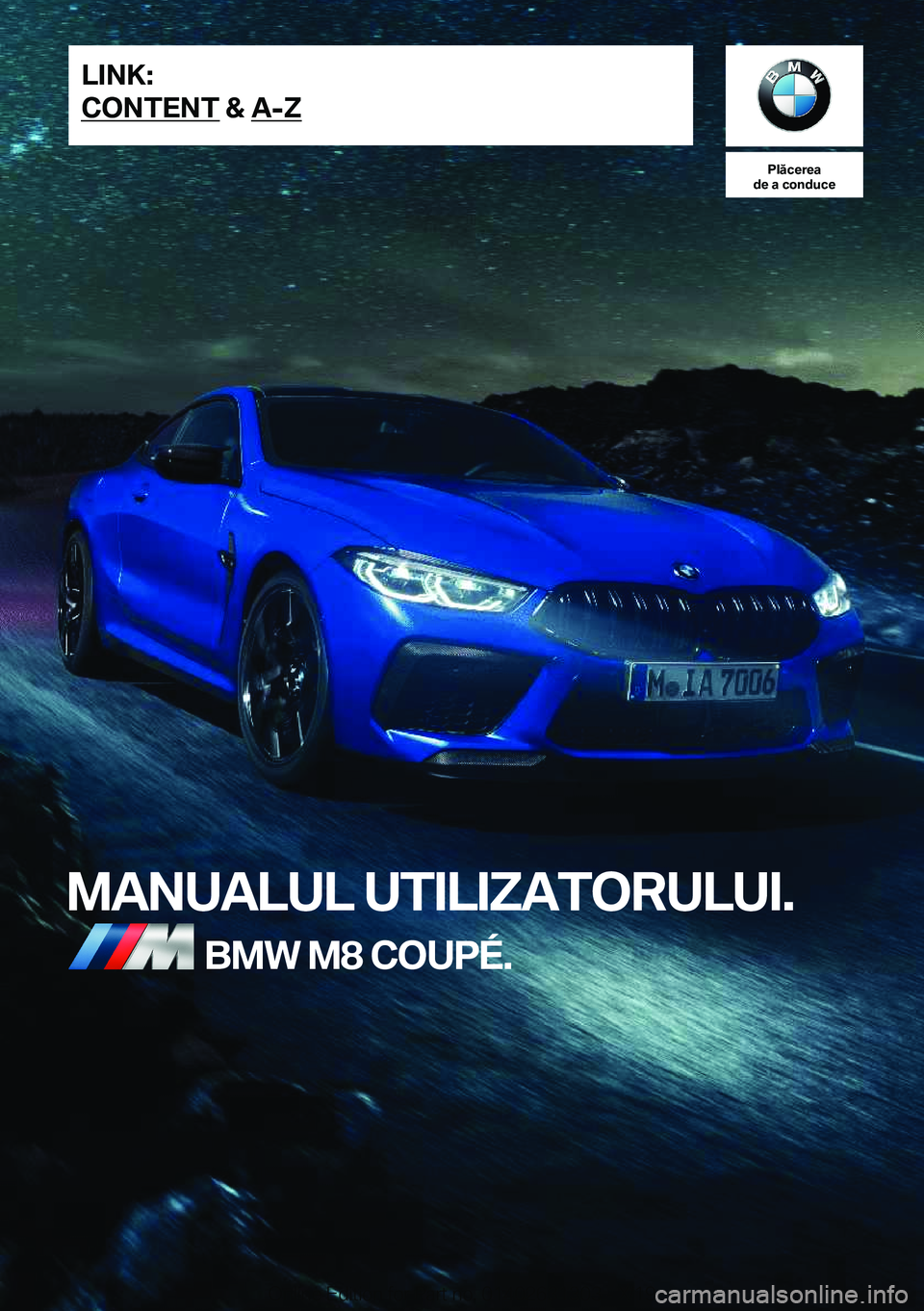 BMW M8 2020  Ghiduri De Utilizare (in Romanian) �P�l�