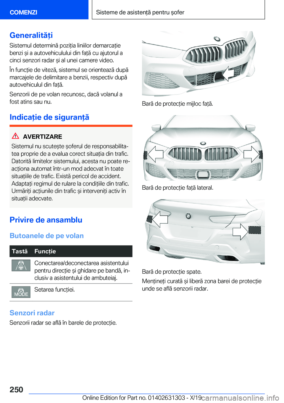 BMW M8 2020  Ghiduri De Utilizare (in Romanian) �G�e�n�e�r�a�l�i�t�