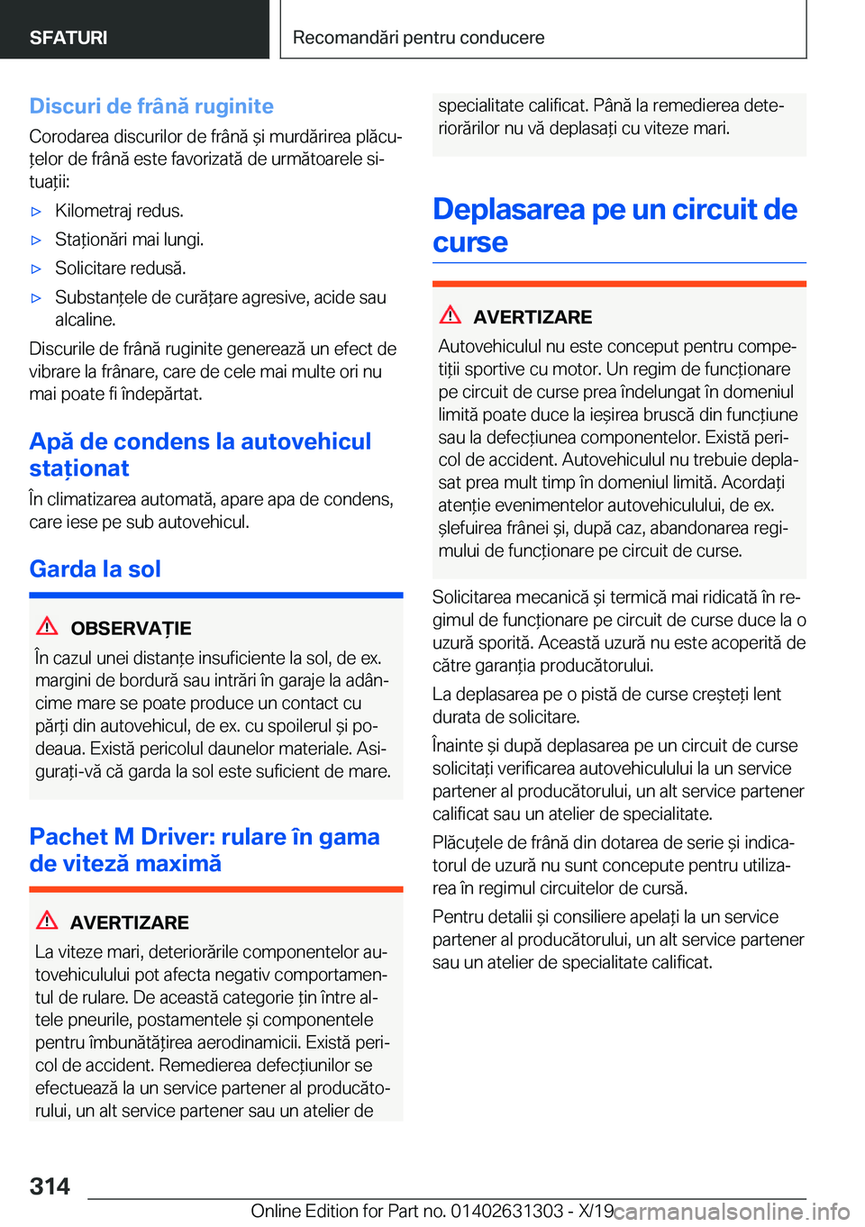 BMW M8 2020  Ghiduri De Utilizare (in Romanian) �D�i�s�c�u�r�i��d�e��f�r�