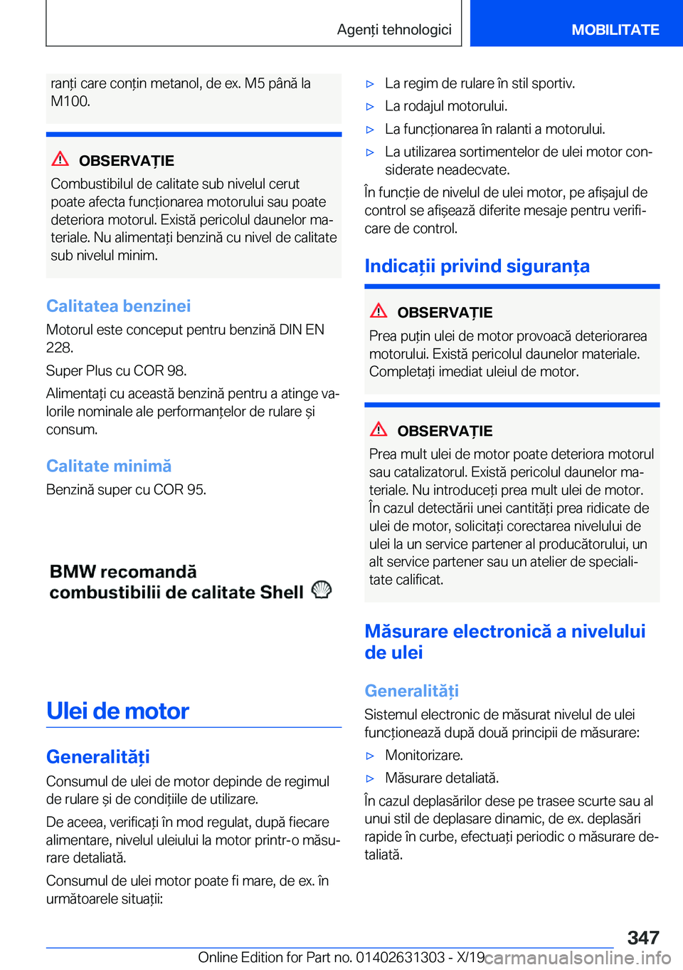 BMW M8 2020  Ghiduri De Utilizare (in Romanian) �r�a�n*�i��c�a�r�e��c�o�n*�i�n��m�e�t�a�n�o�l�,��d�e��e�x�.��M�5��p�