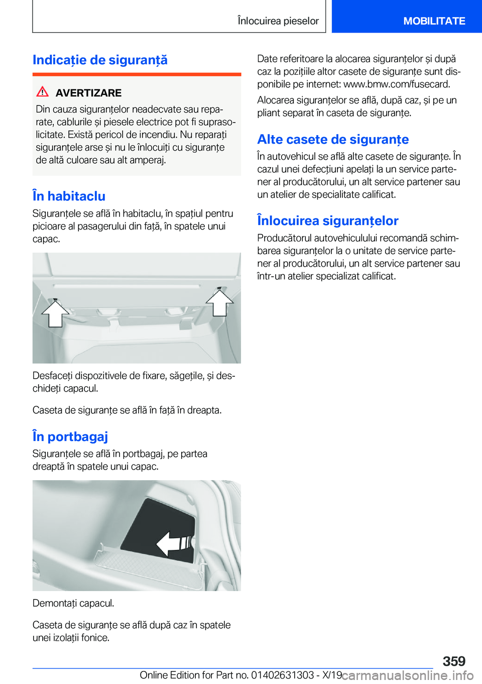 BMW M8 2020  Ghiduri De Utilizare (in Romanian) �I�n�d�i�c�a�i�e��d�e��s�i�g�u�r�a�n�