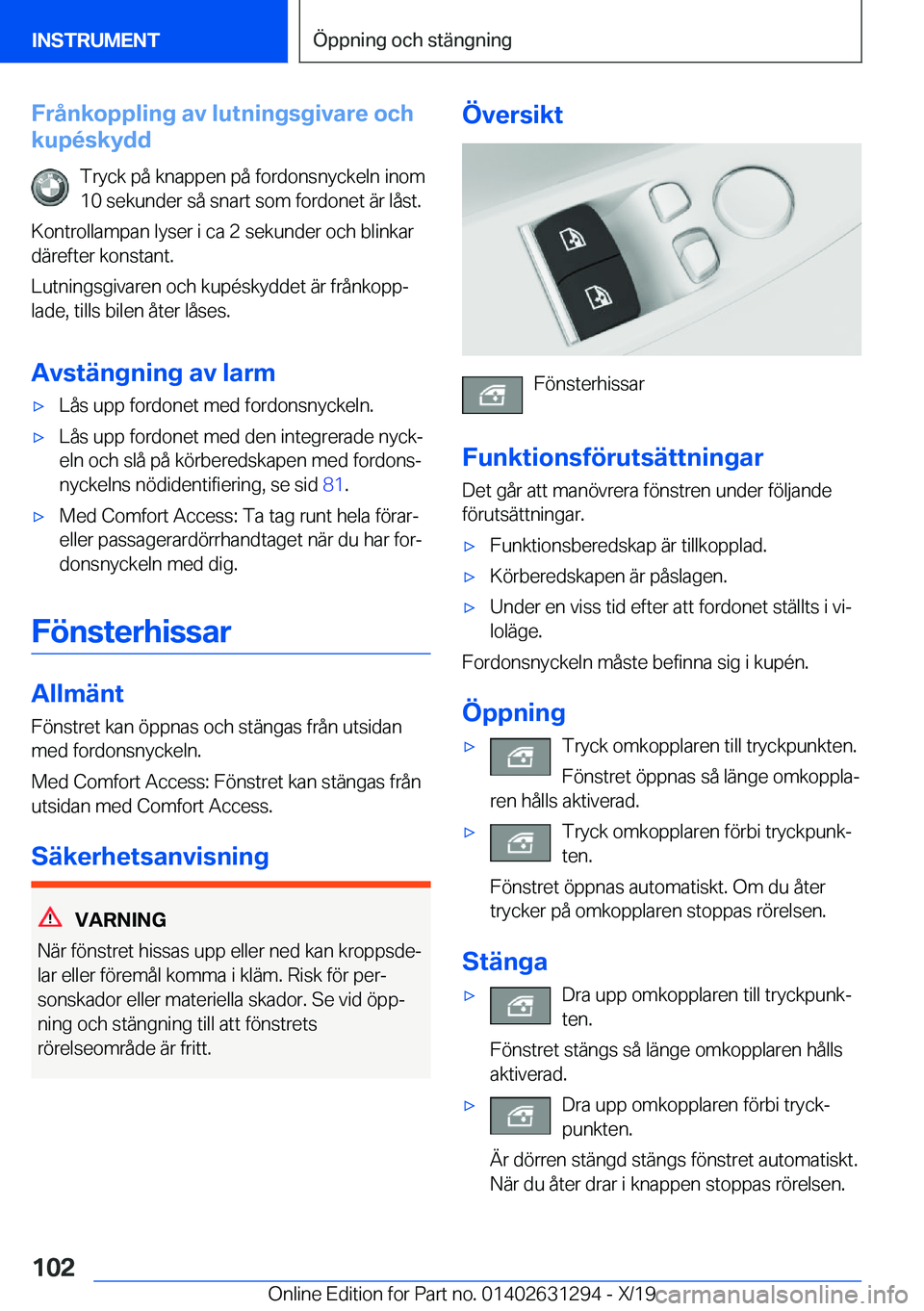 BMW M8 2020  InstruktionsbÖcker (in Swedish) �F�r�å�n�k�o�p�p�l�i�n�g��a�v��l�u�t�n�i�n�g�s�g�i�v�a�r�e��o�c�h
�k�u�p�