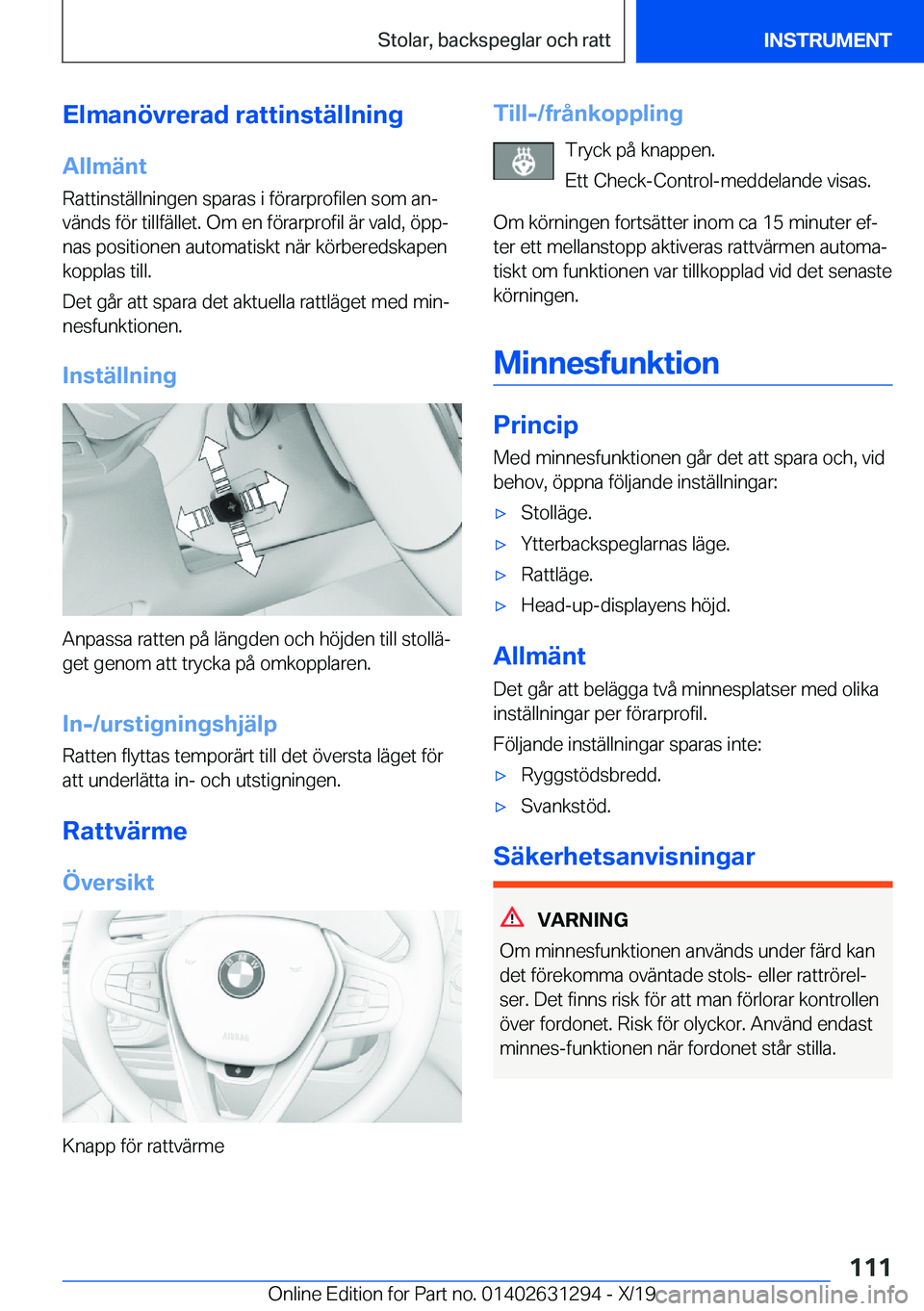 BMW M8 2020  InstruktionsbÖcker (in Swedish) �E�l�m�a�n�