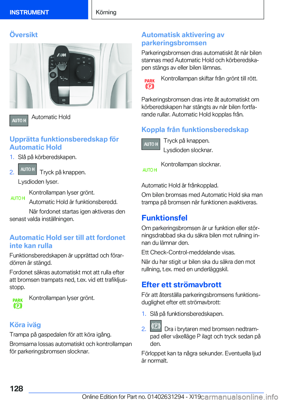 BMW M8 2020  InstruktionsbÖcker (in Swedish) �