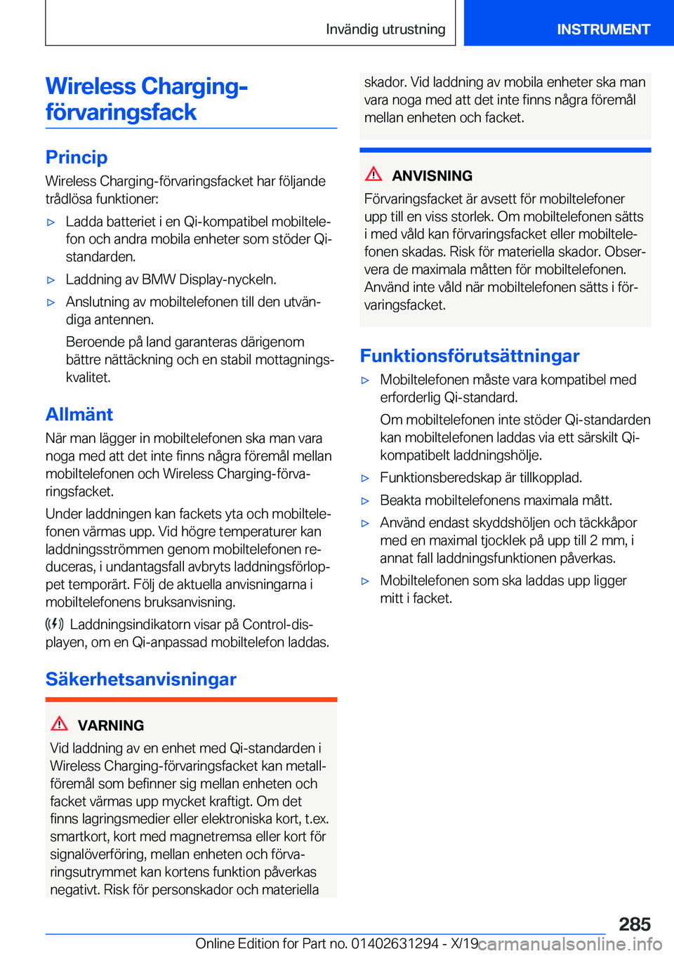 BMW M8 2020  InstruktionsbÖcker (in Swedish) �W�i�r�e�l�e�s�s��C�h�a�r�g�i�n�g�-�f�