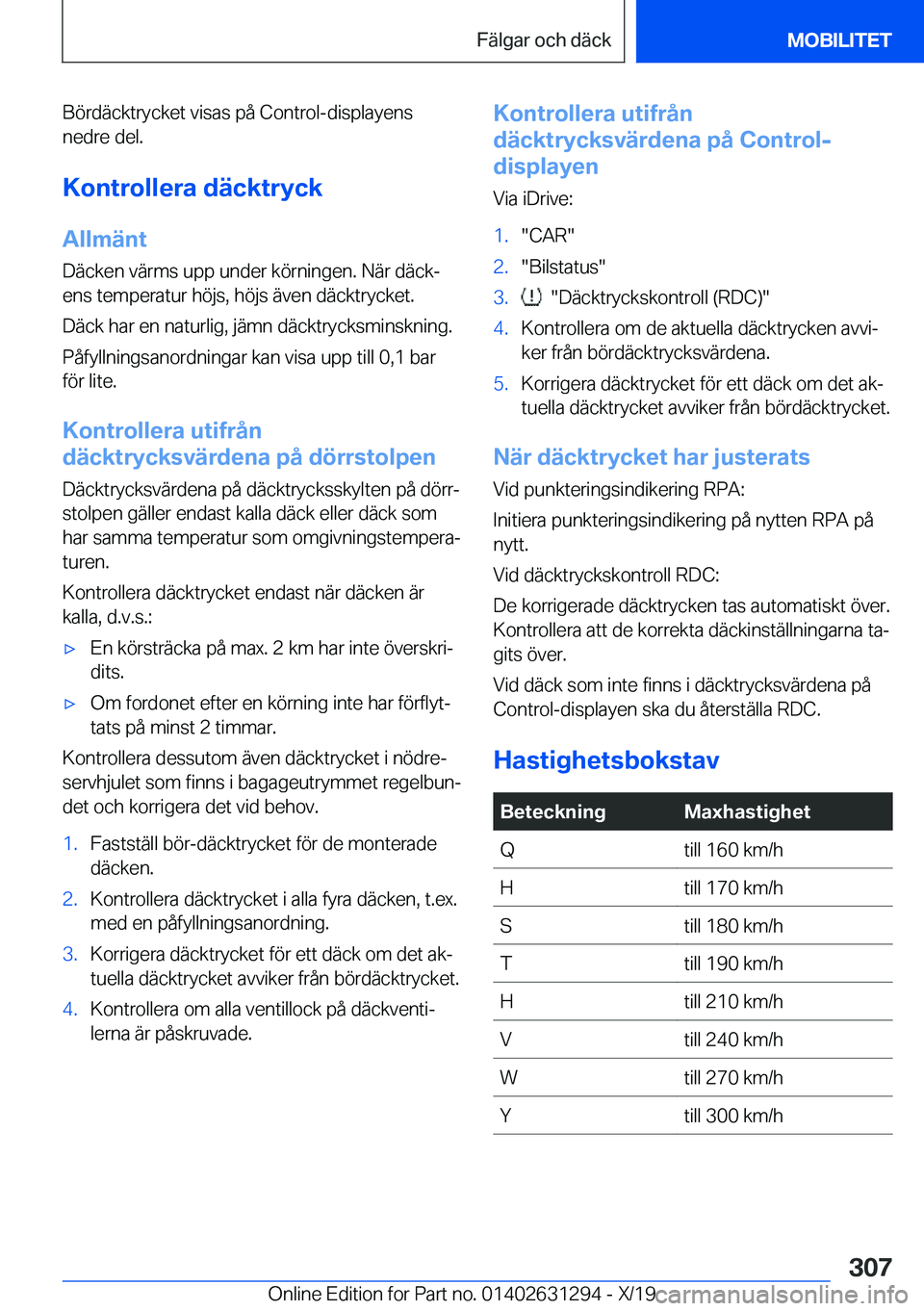 BMW M8 2020  InstruktionsbÖcker (in Swedish) �B�