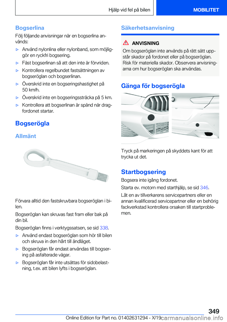 BMW M8 2020  InstruktionsbÖcker (in Swedish) �B�o�g�s�e�r�l�i�n�a�F�