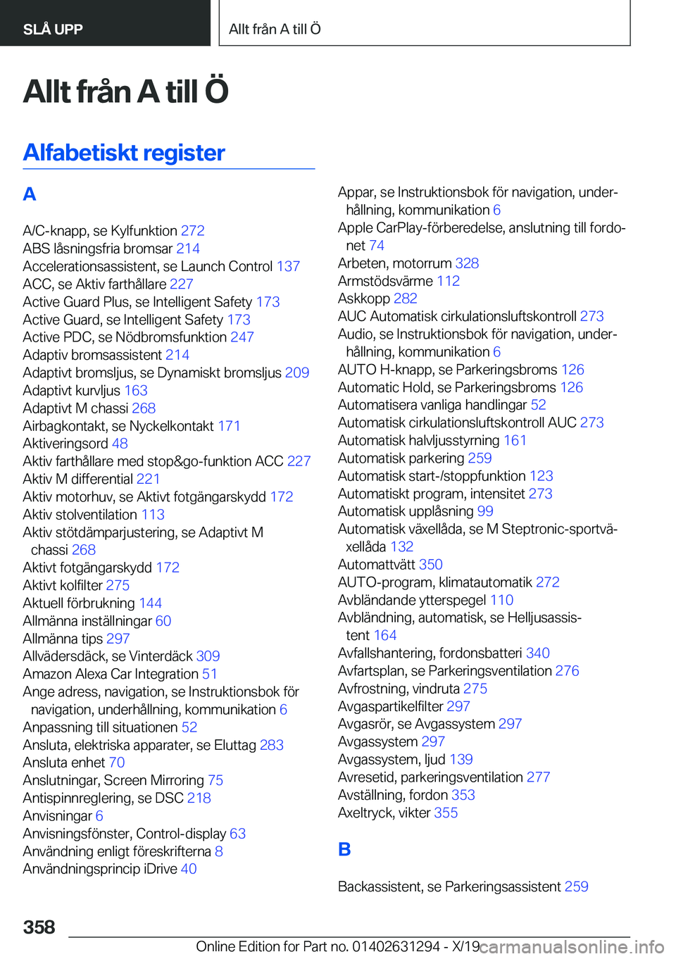 BMW M8 2020  InstruktionsbÖcker (in Swedish) �A�l�l�t��f�r�å�n��A��t�i�l�l��
